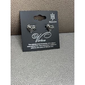Halle Joy Virtue Heart Marcasite Black Crystal Post Earrings